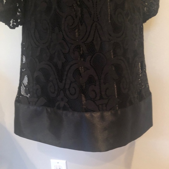 Laundry by Shelli Segal Blouson black lace overlay long sleeve dress size 2 - Picture 8 of 11